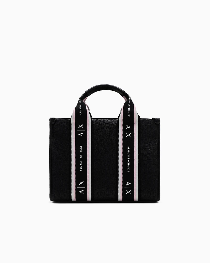 Armani Exchange - Shopper bag with contrasting bands, Woman, Black, Size: TU