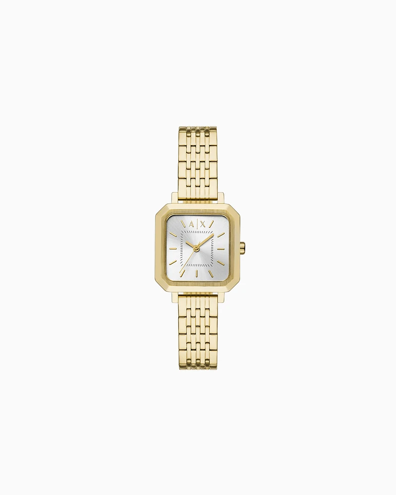 Armani Exchange - Three-Hand Gold-Tone Stainless Steel Watch, Woman, Multicoloured, Size: TU