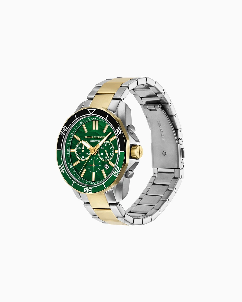 Armani Exchange -  Chronograph Two-Tone Stainless Steel Watch, Man, Multicoloured, Size: TU