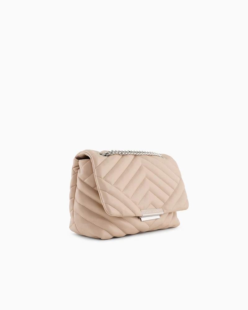 Armani Exchange - Shoulder bag in quilted material with metal details, Woman, Pink, Size: TU