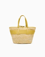 Armani Exchange - Straw shopper bag with logo band, Woman, Yellow, Size: TU