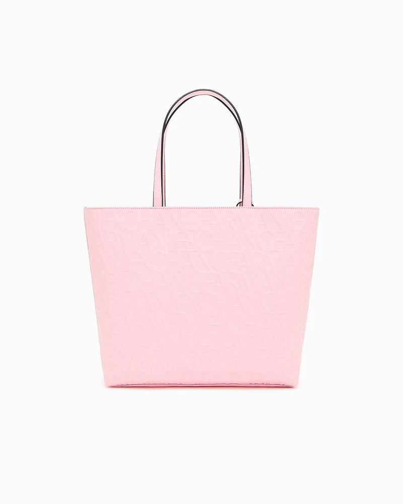 Armani Exchange - Shopper bag with allover logo, Woman, Pink, Size: TU