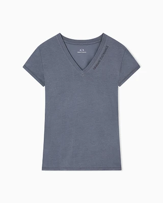 Armani Exchange -  Slim fit T-shirt with logo, Woman, Grey, Size: