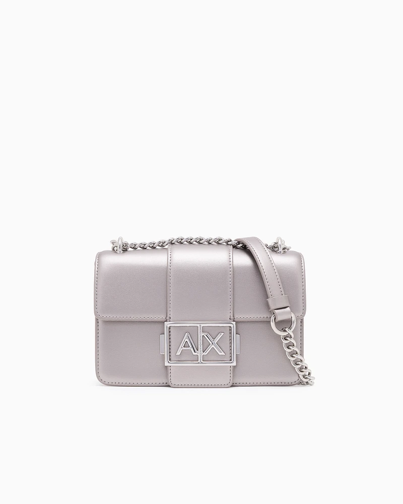 Armani Exchange - Shoulder bag with metal logo, Woman, Silver, Size: TU