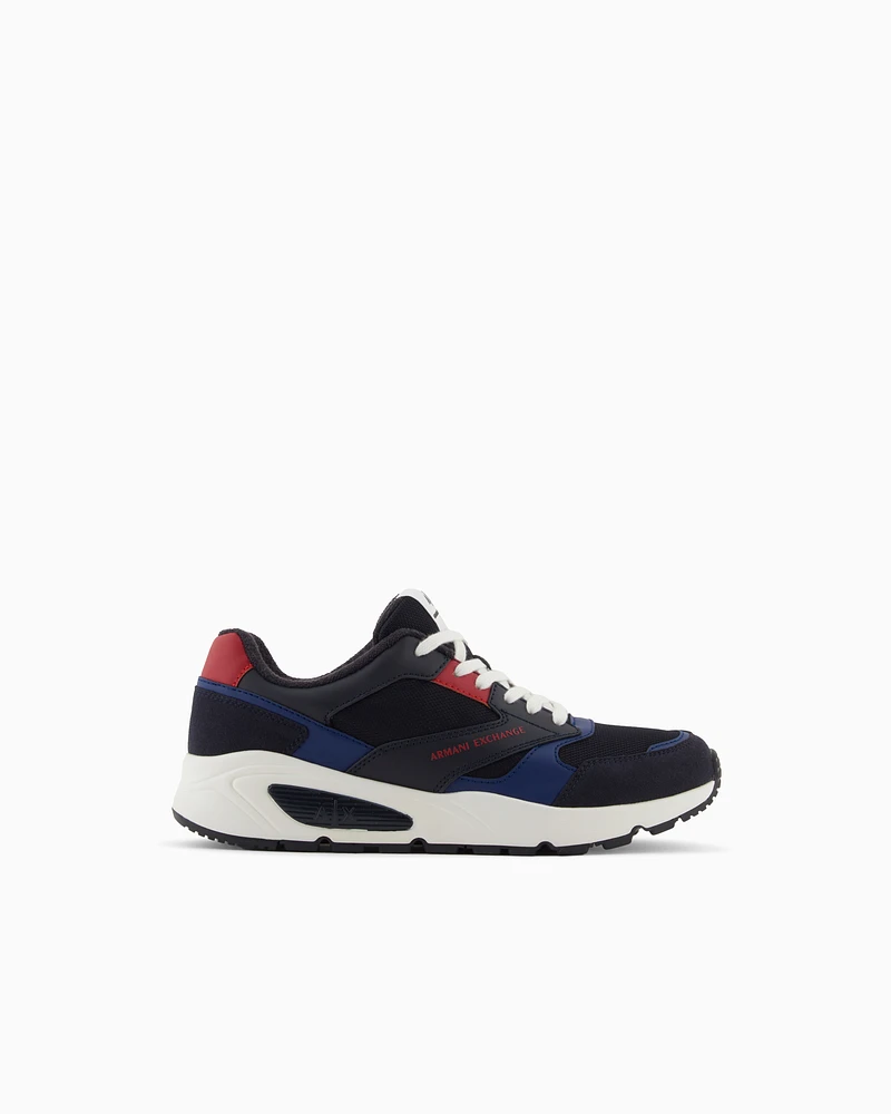Armani Exchange - Sneakers with contrasting inserts, Man, Blue, Size: