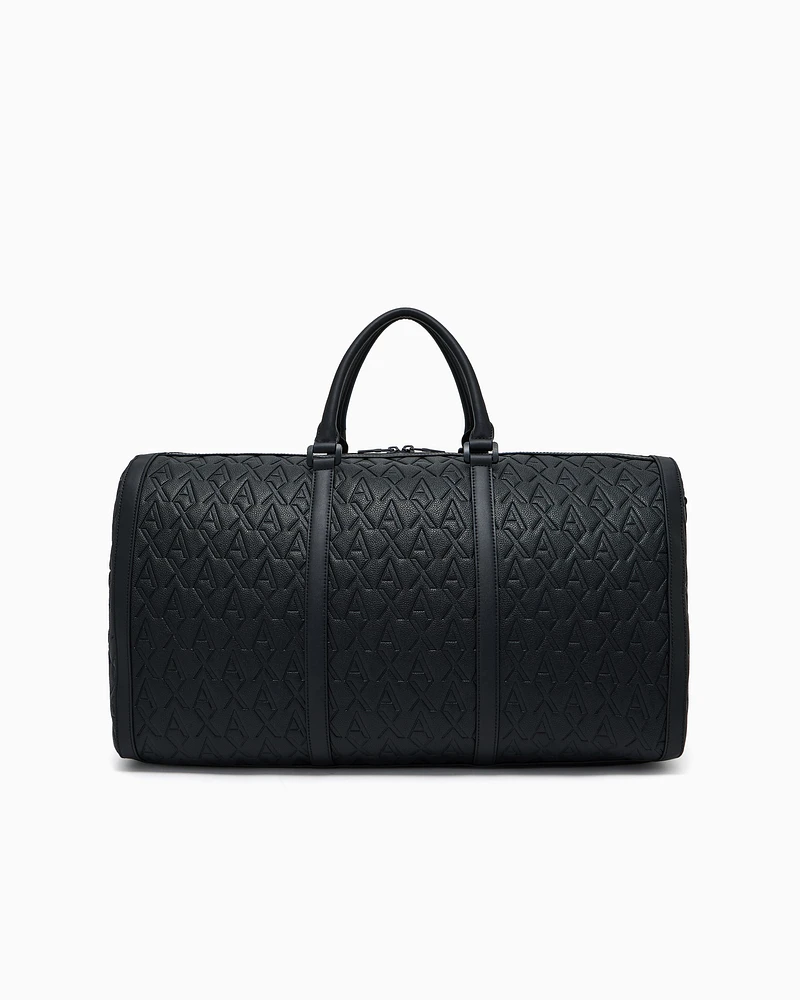 Armani Exchange - ASV Allover Logo Duffel Bag, Man, Black, Size: TU