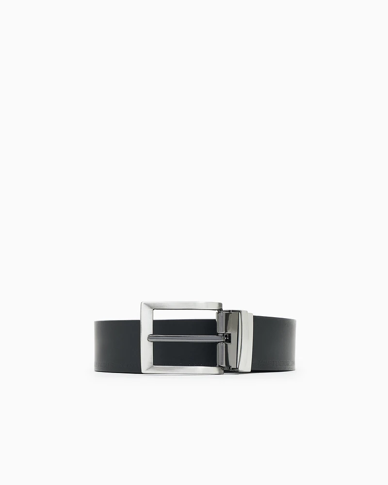 Armani Exchange -  Leather belt with logo, Man, Two-tone, Size: TU