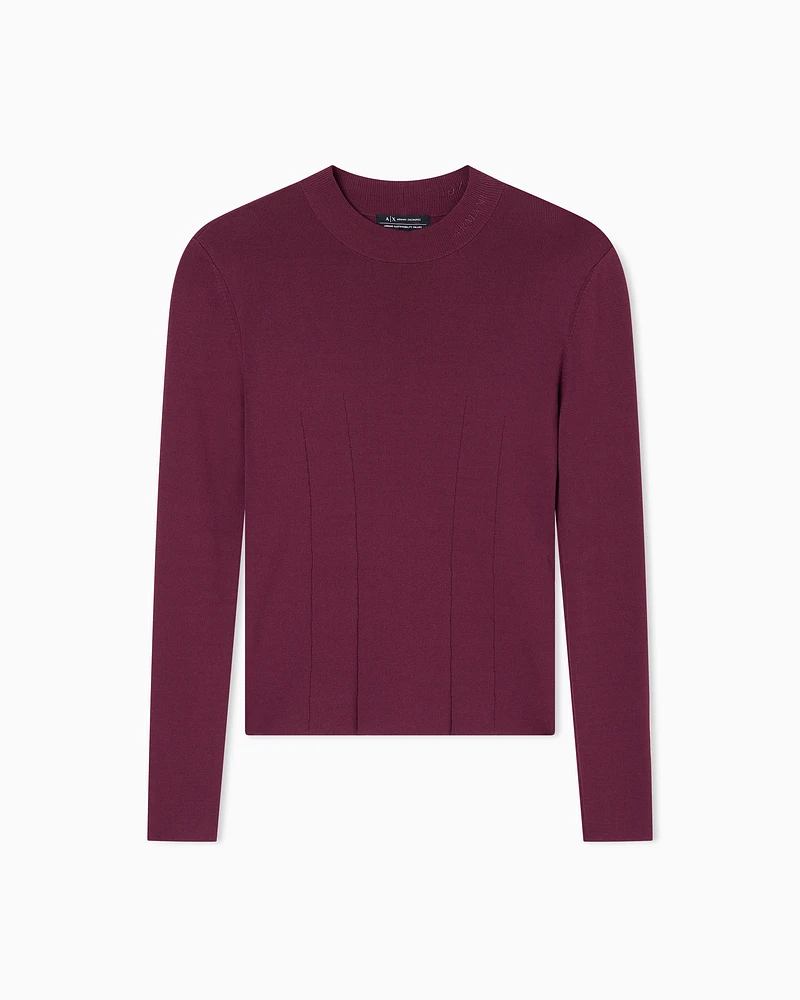 Armani Exchange - Wide rib sweater, Woman, Burgundy, Size: