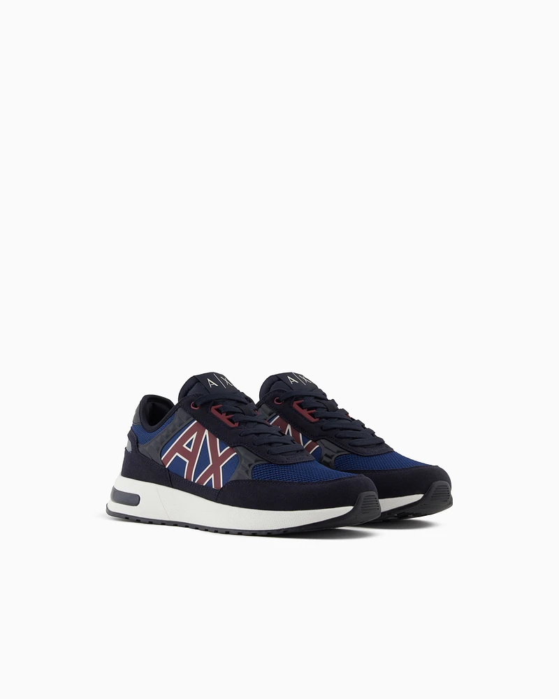 Armani Exchange - Sneakers with high sole and logo, Man, Blue, Size: