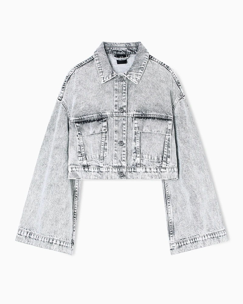 Armani Exchange - Denim Jackets, Woman, Grey, Size: S