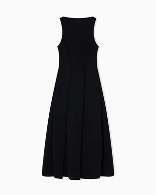 Emporio Armani - Technical cady sleeveless dress with pleats, Woman, Black, Size: