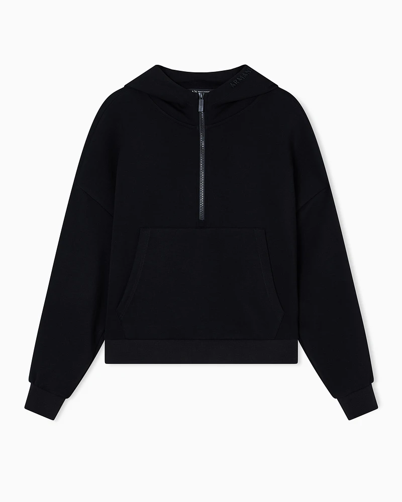 Armani Exchange - Half zip hoodie, Woman, Black, Size: