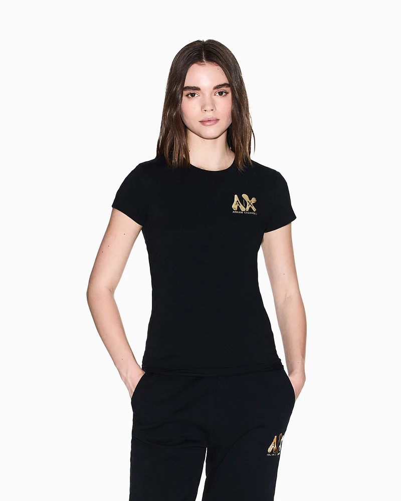 Armani Exchange - Slim Fit T-Shirts, Woman, Black, Size: