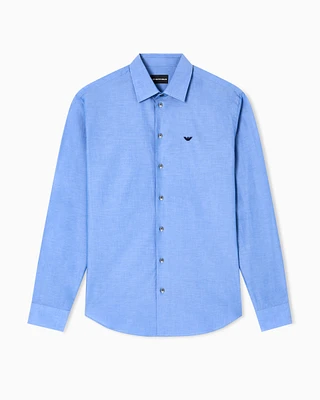 Emporio Armani - Cotton chambray shirt, Man, Light Blue, Size: