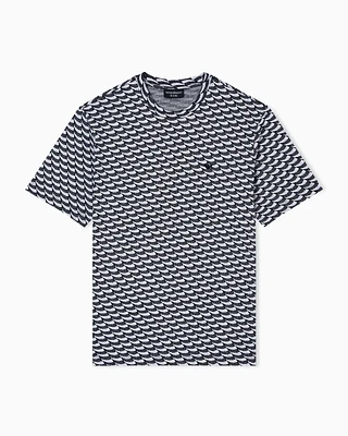 Emporio Armani - ASV Icon jacquard jersey jumper with op-art motif, Man, White, Size: