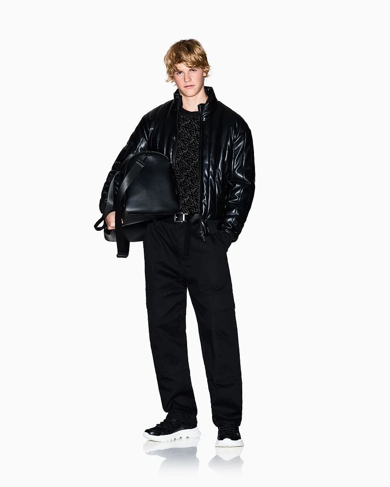 Armani Exchange - Full zip jacket shiny fabric, Man, Black, Size: