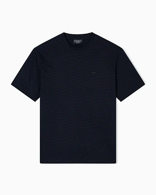 Emporio Armani - ASV Icon jacquard jersey jumper with op-art motif, Man, Blue, Size: