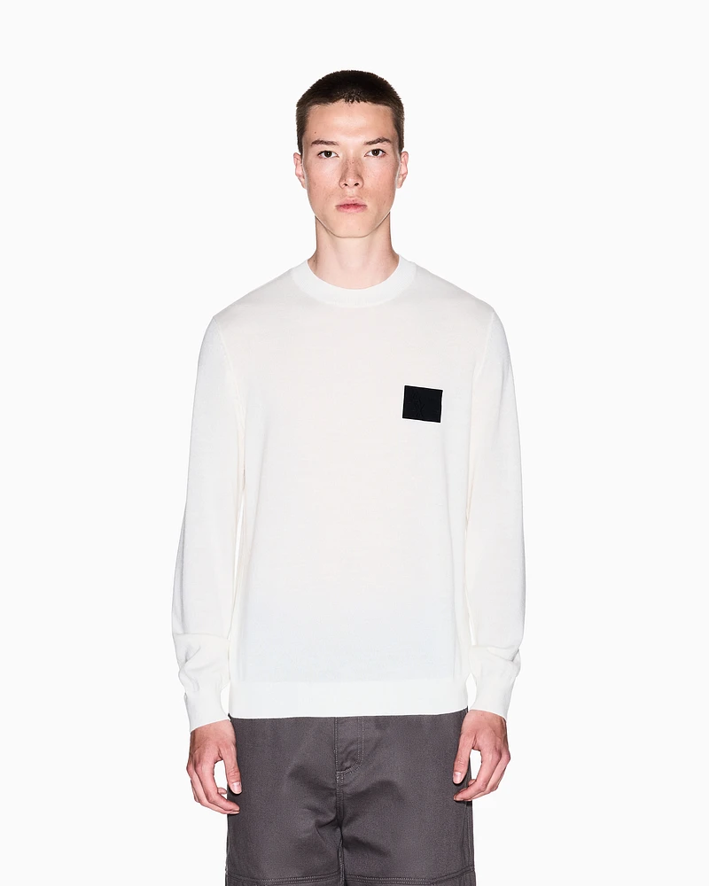 Armani Exchange - Crew neck sweater with patch, Man, White, Size: