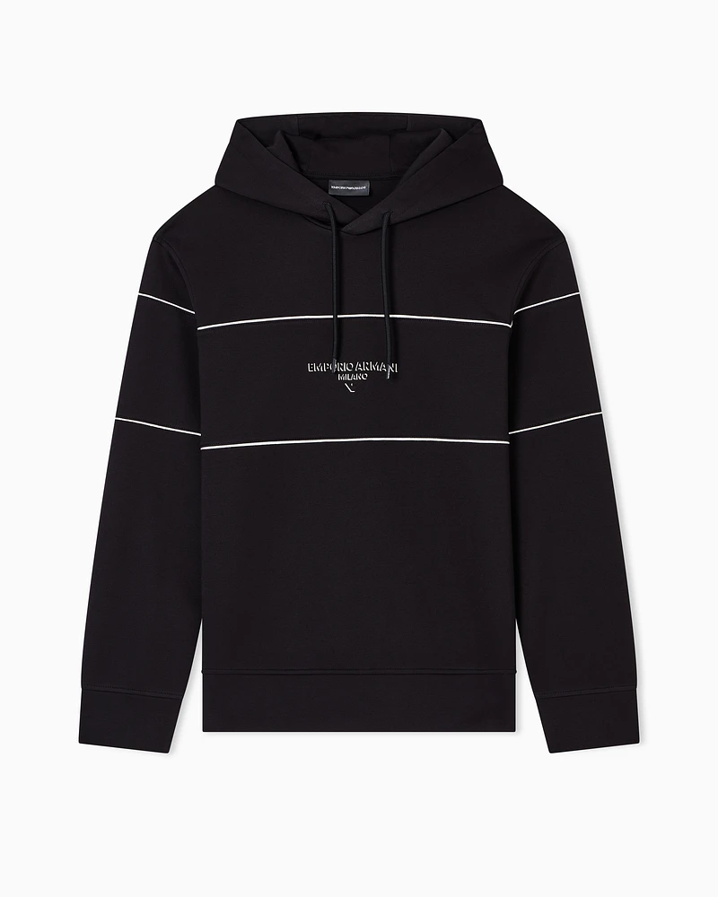 Emporio Armani - Double-jersey hooded sweatshirt with 3D-effect logo, Man, Black, Size: