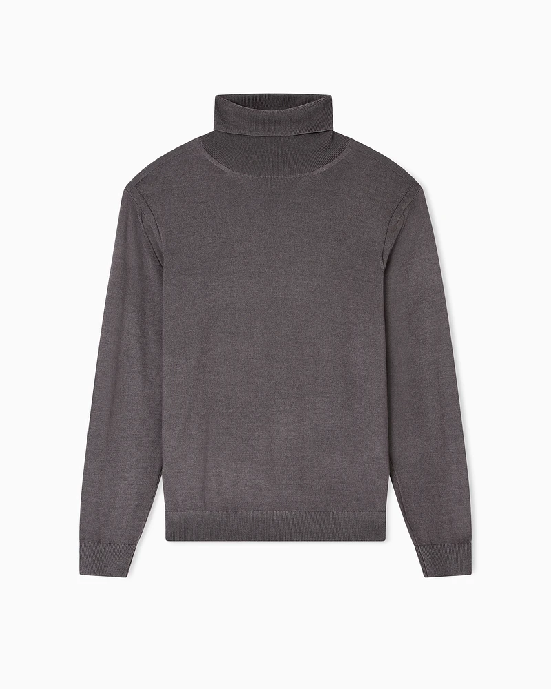 Armani Exchange - Wool Blend Turtleneck Sweater, Man, Grey, Size: