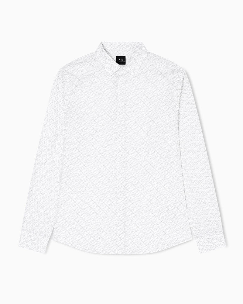 Armani Exchange - Slim fit micro-pattern shirt, Man, White, Size: