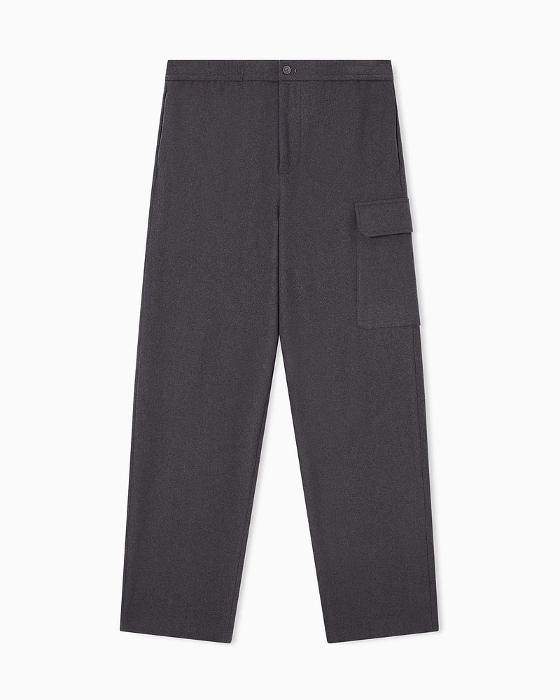 Armani Exchange - Wool Blend Cargo Pants, Man, Grey, Size: 33