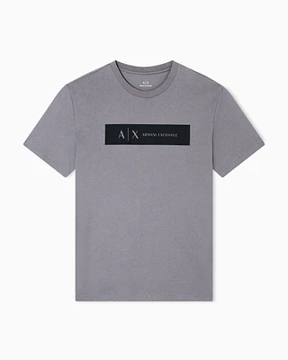 Armani Exchange - Regular fit T-shirt with rectangular logo, Man, Grey, Size: