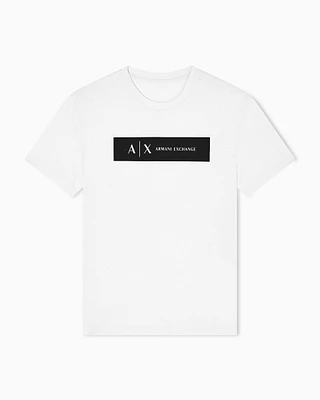 Armani Exchange - Regular fit T-shirt with rectangular logo, Man, White, Size: