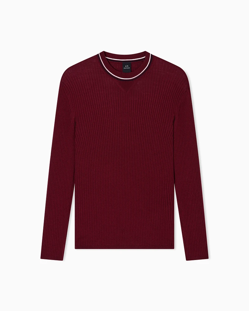 Armani Exchange - Crew neck sweater with contrasting profile, Man, Red, Size: