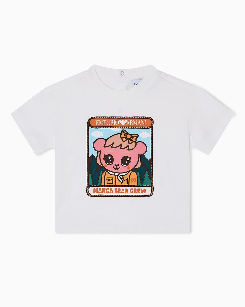 Emporio Armani - ASV jersey T-shirt with Manga Bear Crew print, Boy, White, Size: