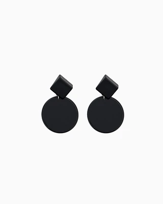 Emporio Armani - Oversized hoop pendant earrings, Woman, Black, Size: TU