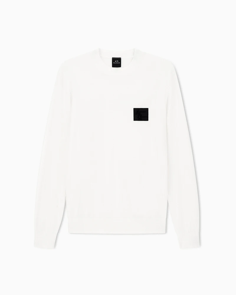 Armani Exchange - Crew neck sweater with patch, Man, White, Size: