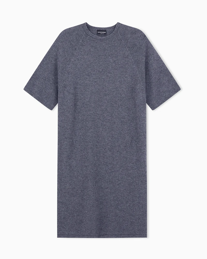 Emporio Armani - Winter Urbanism capsule collection long dress with kimono sleeves, wool and cashmere, Woman, Grey, Size: