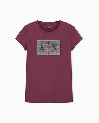 Armani Exchange - Slim fit T-shirt stretch cotton jersey, Woman, Burgundy, Size: