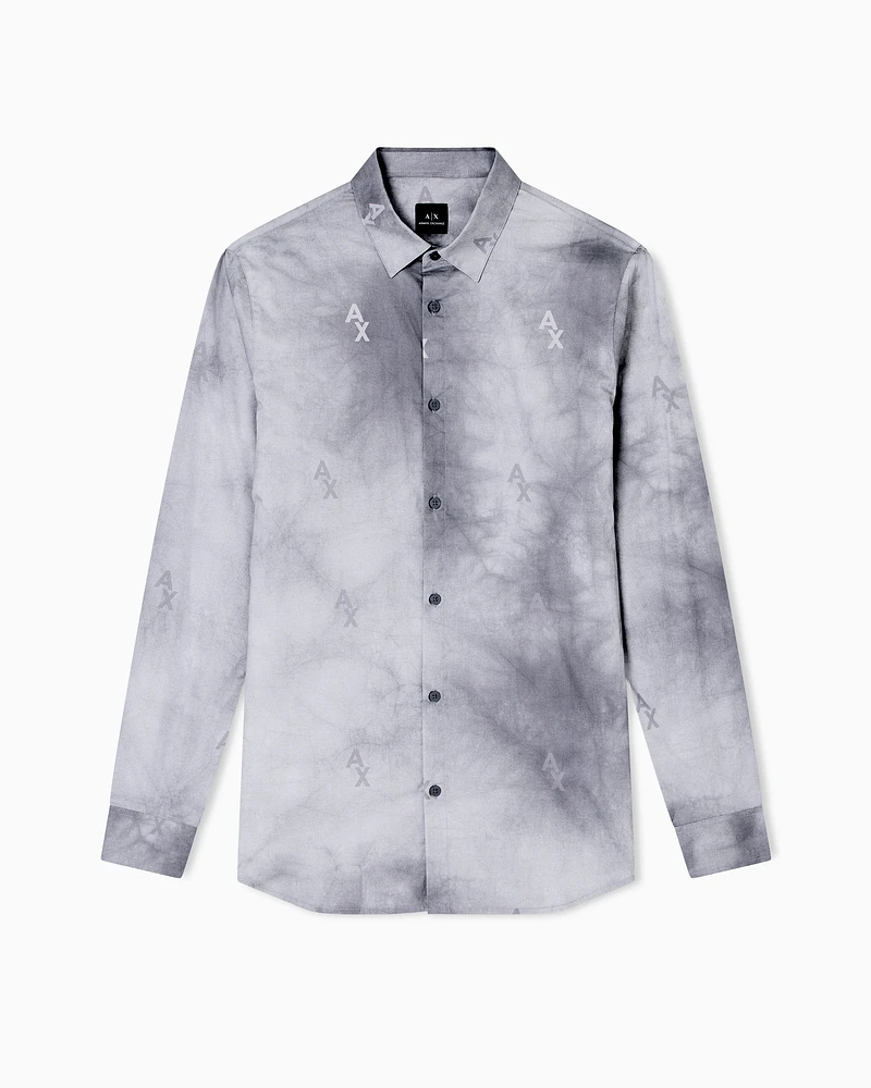 Armani Exchange - Slim fit shirt with shaded print, Man, Grey, Size: