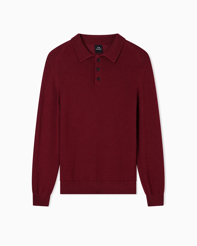 Armani Exchange - Wool and cotton knitted polo shirt, Man, Red, Size: