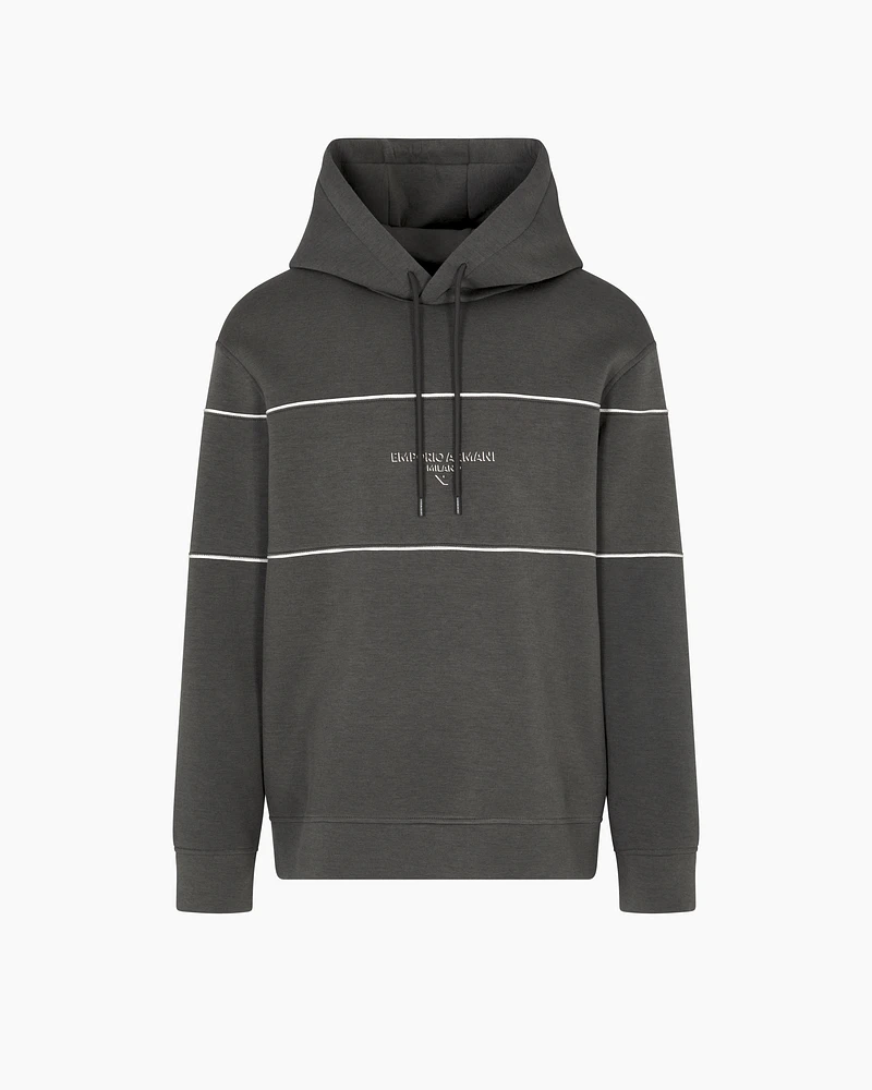 Emporio Armani - Double-jersey hooded sweatshirt with 3D-effect logo, Man, Green, Size: