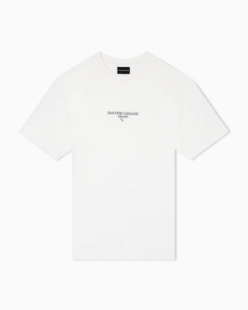 Emporio Armani - Lyocell blend jersey T-shirt with 3D-effect logo, Man, White, Size: