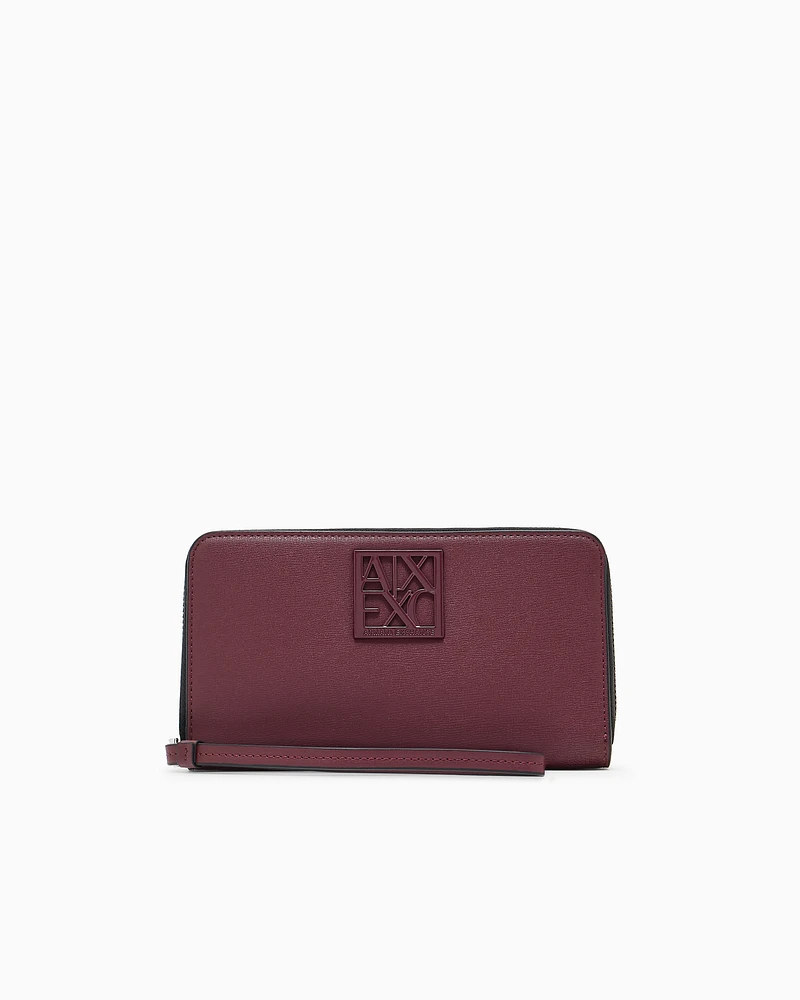 Armani Exchange - Horizontal wallet with logo, Woman, Burgundy, Size: TU