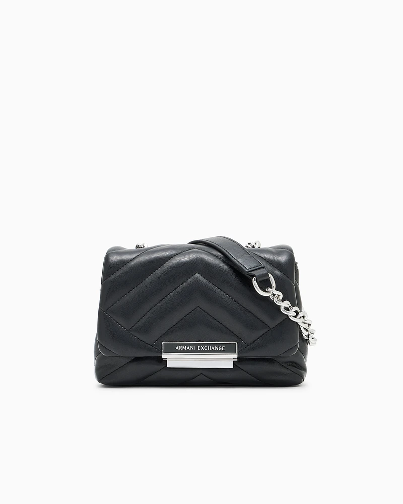 Armani Exchange - Small shoulder bag with quilted workmanship, Woman, Black, Size: TU