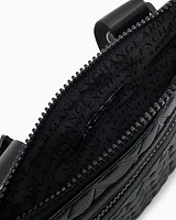Armani Exchange - Flat shoulder bag with allover logo, Man, Black, Size: TU
