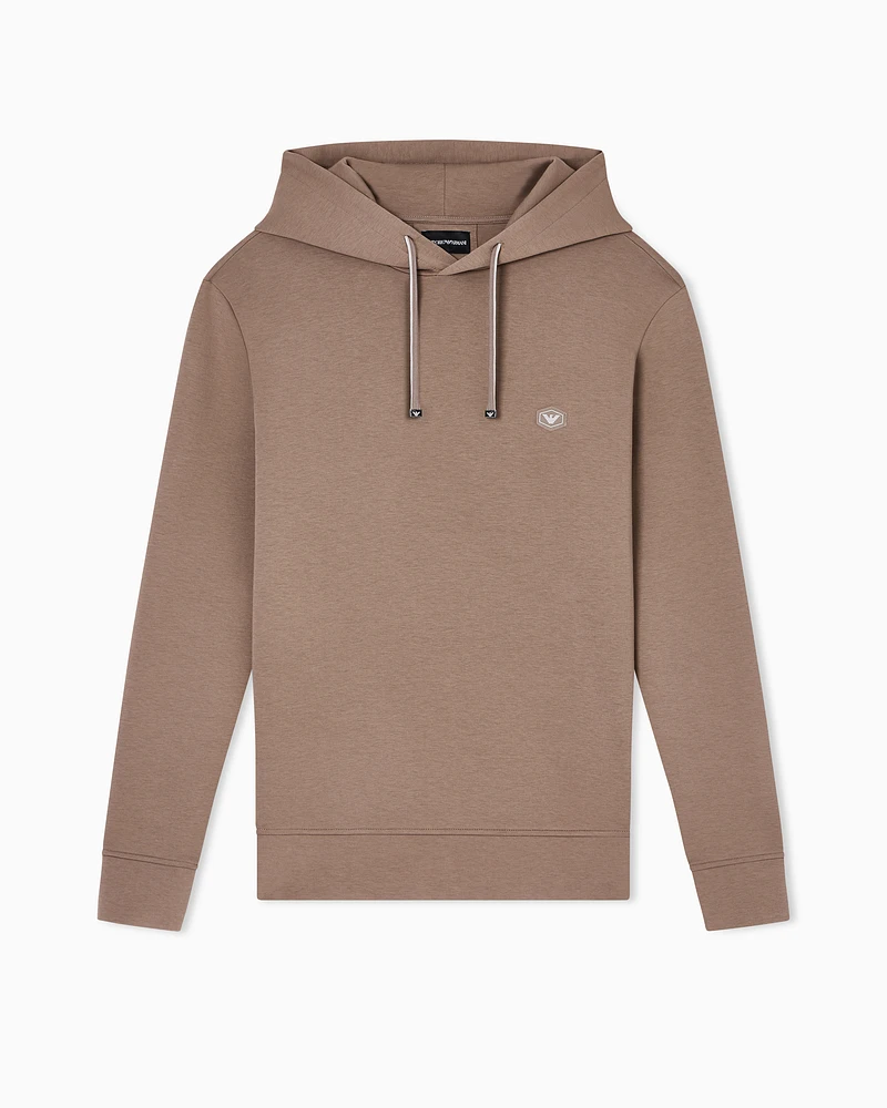 Emporio Armani - Hooded sweatshirt with micro logo patch, Man, Beige, Size: