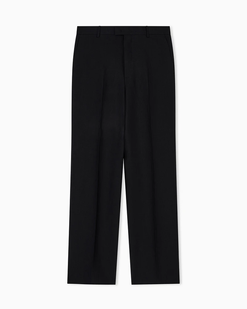 Emporio Armani - Pure linen trousers, Man, Black, Size: