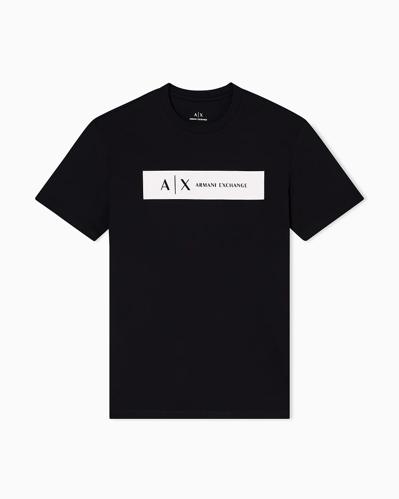 Armani Exchange - Regular fit T-shirt with rectangular logo, Man, Black, Size: