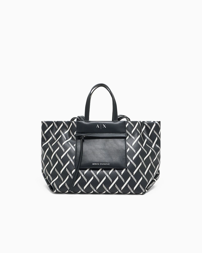 Armani Exchange - Diamond Graphic Tote Bag, Woman, Black, Size: TU