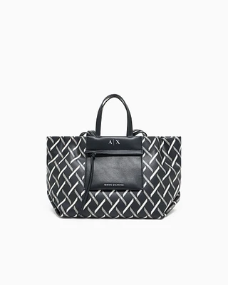 Armani Exchange - Diamond Graphic Tote Bag, Woman, Black, Size: TU