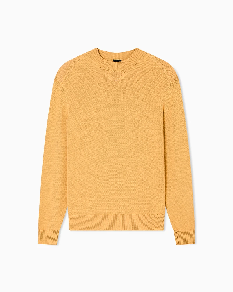 Armani Exchange - Wool and cotton crew neck sweater, Man, Yellow, Size: