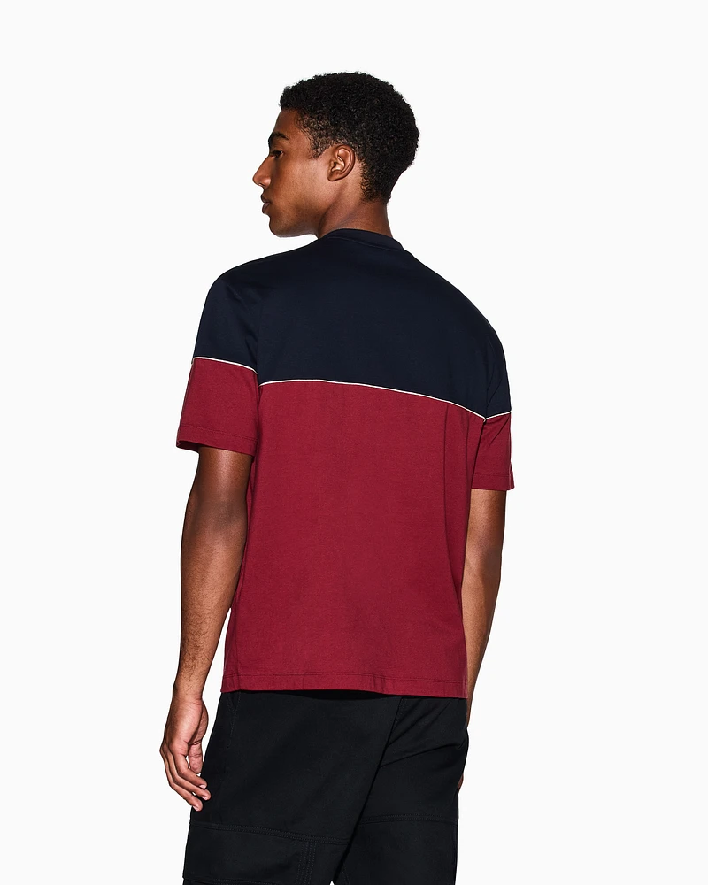 Armani Exchange - Regular fit two-tone T-shirt, Man, Blue, Size: M