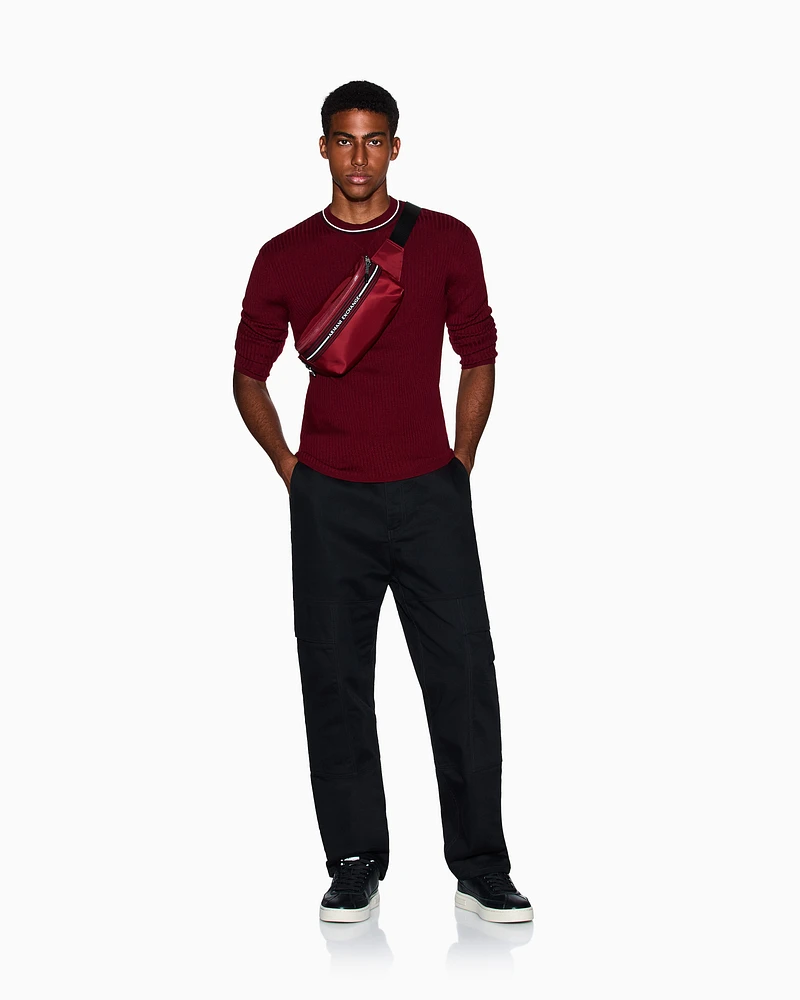 Armani Exchange - Crew neck sweater with contrasting profile, Man, Red, Size: