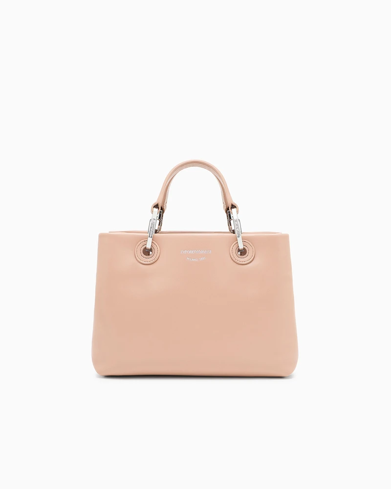Emporio Armani - Nappa-leather small MyEA shopper bag , Woman, Beige, Size: TU